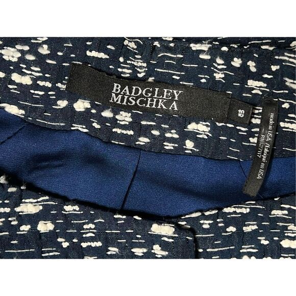Badgley Mischka Wide Sleeve Moc Turtleneck Blazer Blue Geometric Print Size 10 - Picture 6 of 7